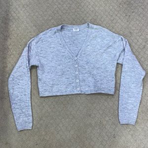 cotton on size s grey v neck button up cropped sweater